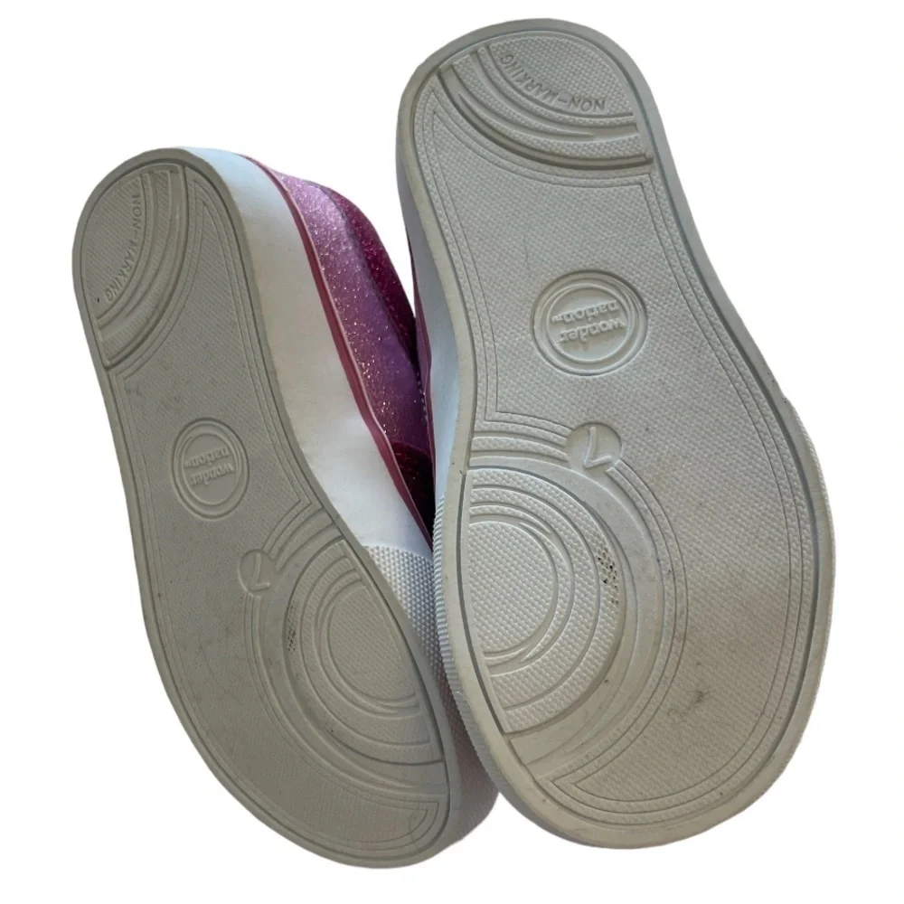 Wonder Nation Memory Foam Pink Glitter Unicorn Slip On Shoes Size 7